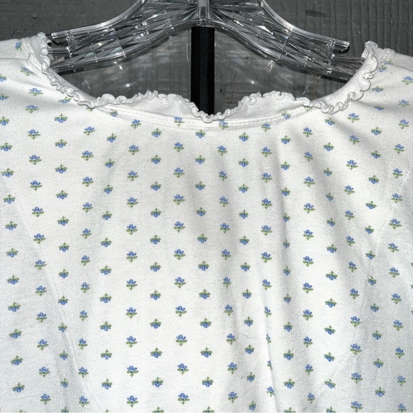 Chaps pajama set, white w/tiny blue flowers, cotton blend knit, feminine & cozy - Picture 10 of 16